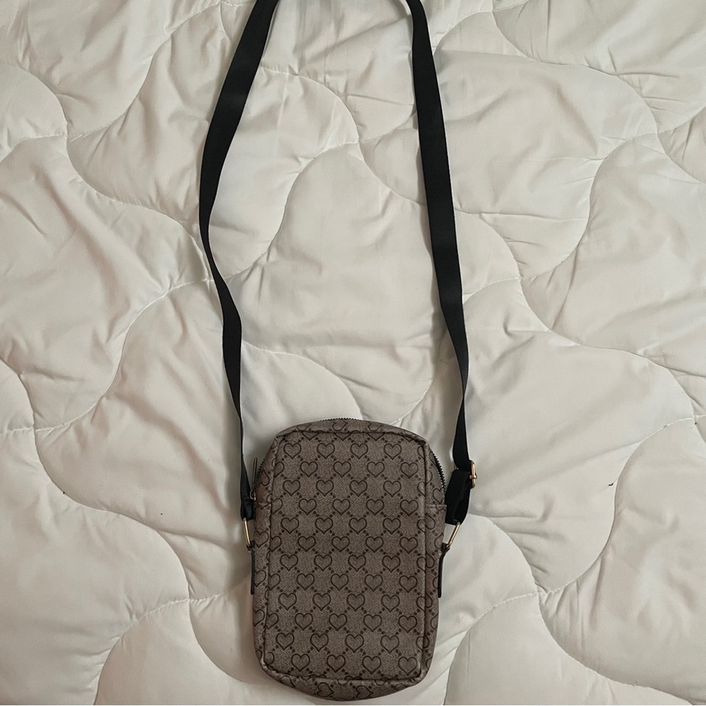 crossbody brown heart bag